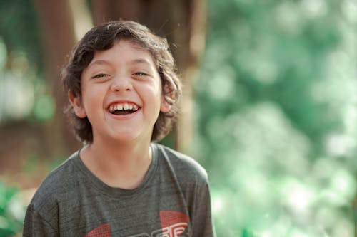 A young patient laughing